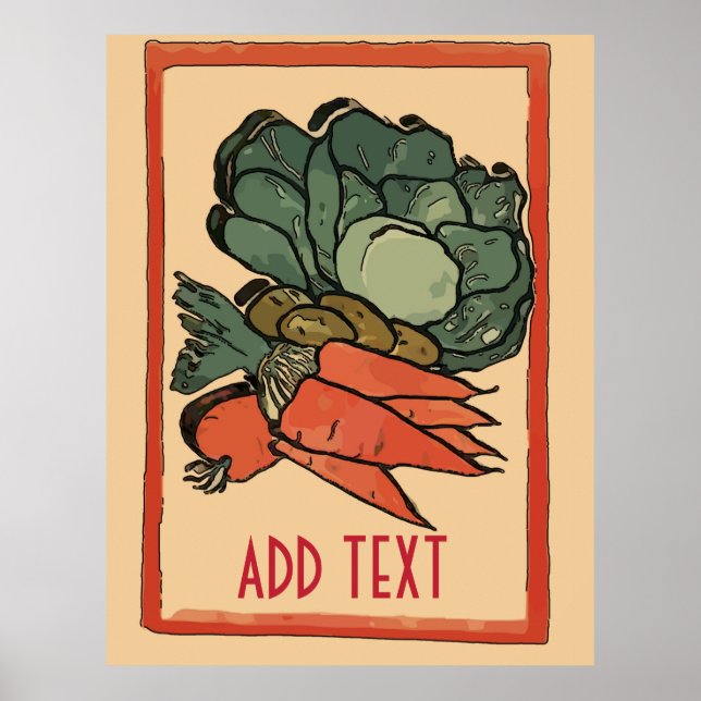 Vegetables, cooking, kitchen art,  personalize poster (Front)