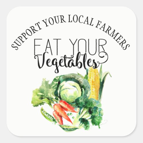 Vegetables farmers market shop square sticker