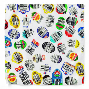 Vegetables Fruits Barcode Sticker Pattern Bandana