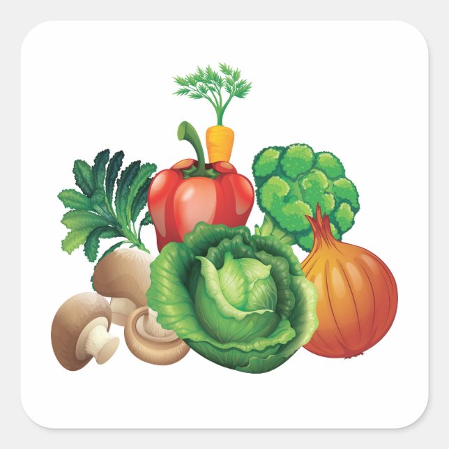 vegetables healthy food design square sticker (Front)