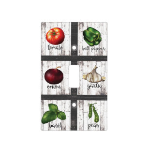 Vegetables & Herbs Rustic Modern Kitchen Food Art Light Switch Cover