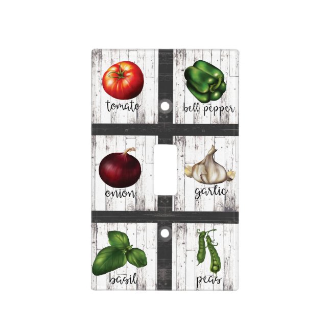 Vegetables & Herbs Rustic Modern Kitchen Food Art Light Switch Cover (Front)