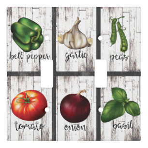 Vegetables & Herbs Rustic Modern Kitchen Food Art Light Switch Cover