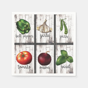 Vegetables & Herbs Rustic Modern Kitchen Food Art Paper Napkins