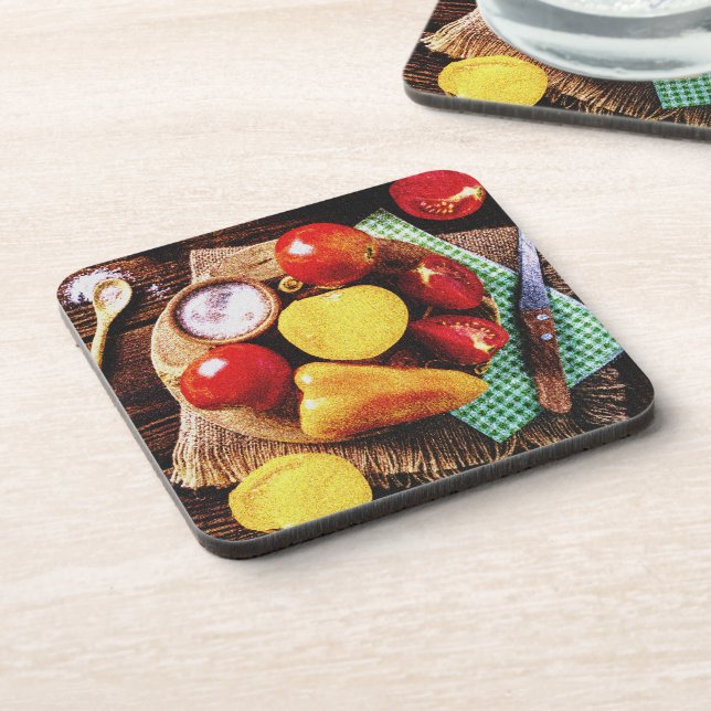 "Vegetables Homemade Salad" Cute Photo. Buy Now Beverage Coaster (Left Side)