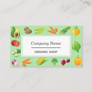Vegetables Illustrations Green Organic Health Business Card