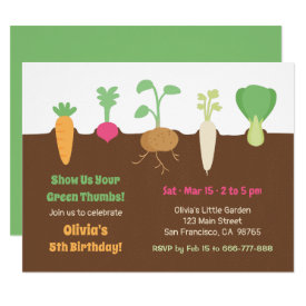 Vegetables in Soil Kids Garden Birthday Party Invitation