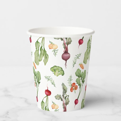 Vegetables Pattern Farmers Market Locally Grown Paper Cups | Zazzle