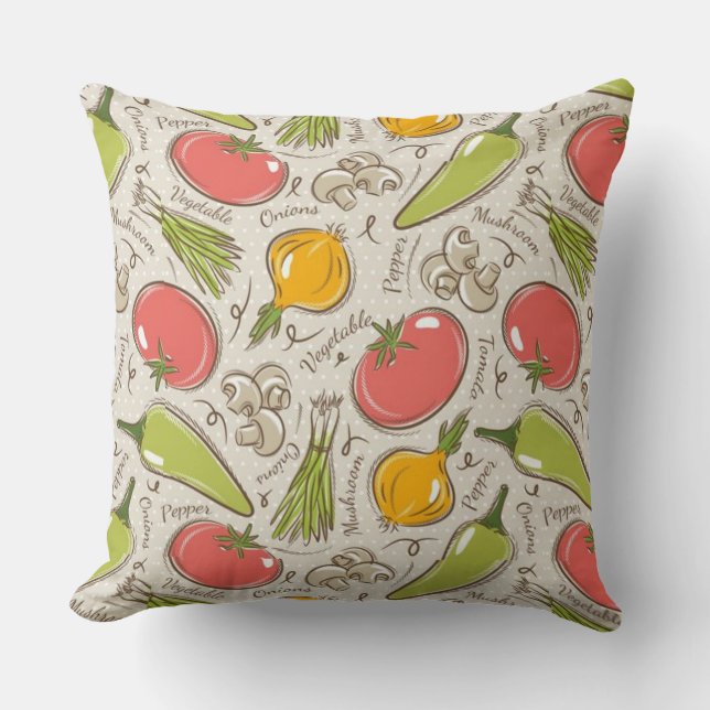 Vegetables Pattern Throw Pillow (Front)