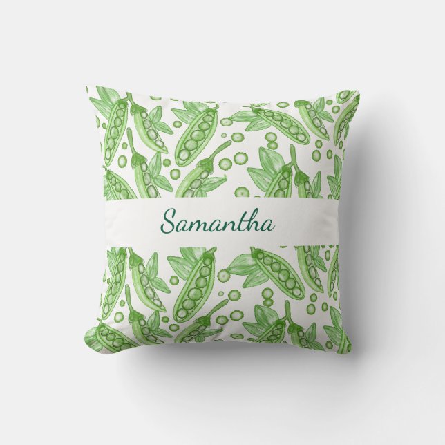 Vegetables Peas Throw Pillow (Front)