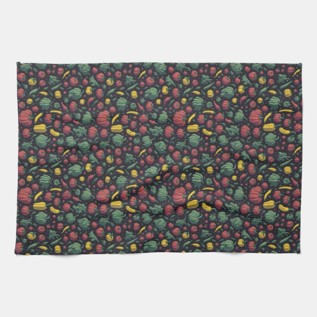 Vegetables peppers chilli pattern kitchen theme kitchen towel (Horizontal)