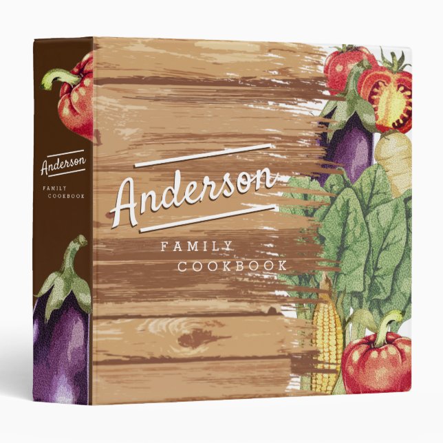Vegetables personalized family cookbook recipe 3 ring binder (Front/Spine)