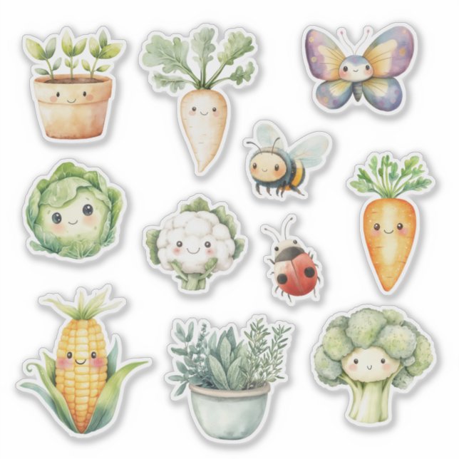 Vegetables Plants Butterflies Bees Little Sprout Sticker (Front)
