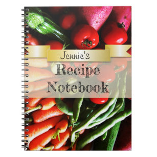 Vegetables Print Personalised Recipe Notebook