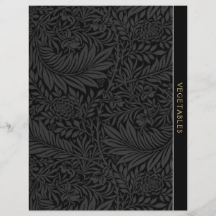 Vegetables Recipe Divider Vintage Black Floral