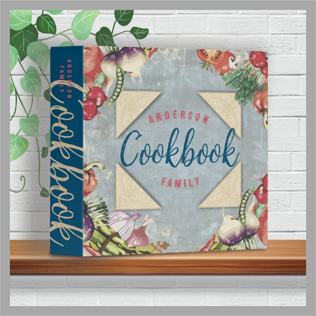 Vegetables rustic Tuscan personalized cookbook 3 Ring Binder (Creator Uploaded)