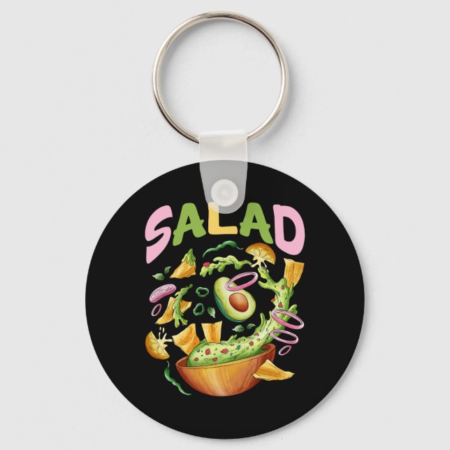 Vegetables Salad Vegan Vegetarian Keychain (Front)