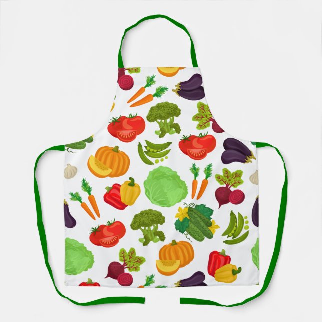 Vegetables Seamless Vegan Pattern Apron (Front)