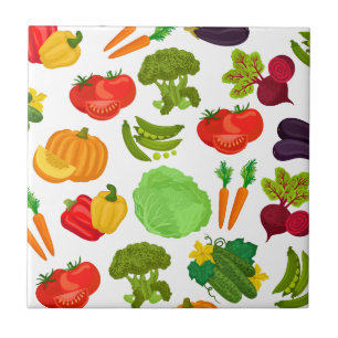 Vegetables Seamless Vegan Pattern Ceramic Tile