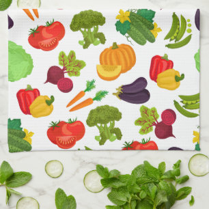Vegetables Seamless Vegan Pattern Kitchen Towel