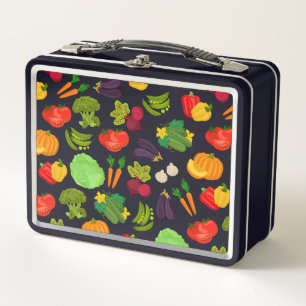 Vegetables Seamless Vegan Pattern Metal Lunch Box