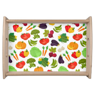 Vegetables Seamless Vegan Pattern Serving Tray