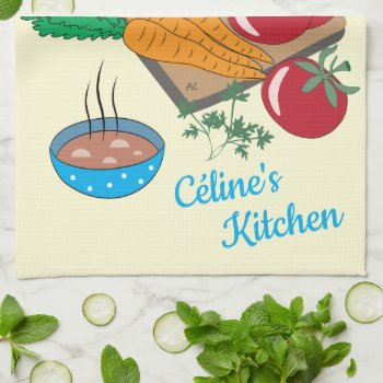Vegetables Soup Kitchen Towel With Name by ArianeC at Zazzle