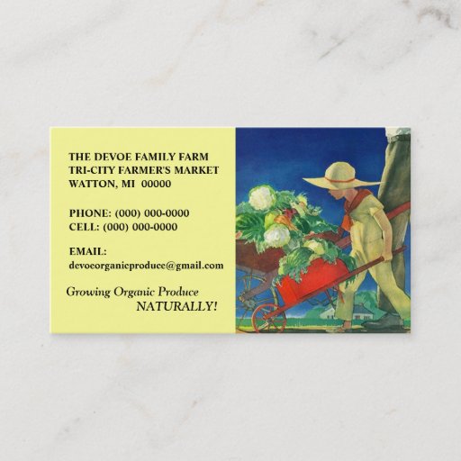 Customizable VEGETABLES VEG FAMILY FARM PRODUCE BUSINESS CARDS