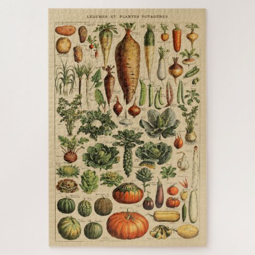 Vegetables Vintage French Book Page Jigsaw Puzzle