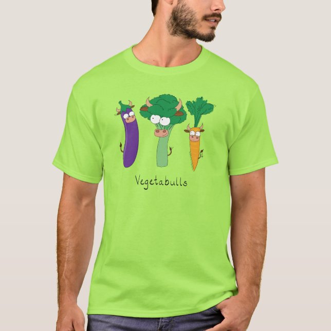 Vegetabulls Vegetable Bulls Funny Men's T-shirt (Front)