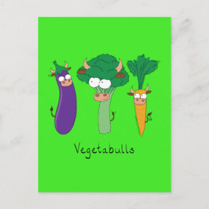 Vegetabulls Vegetable Bulls Funny Postcard