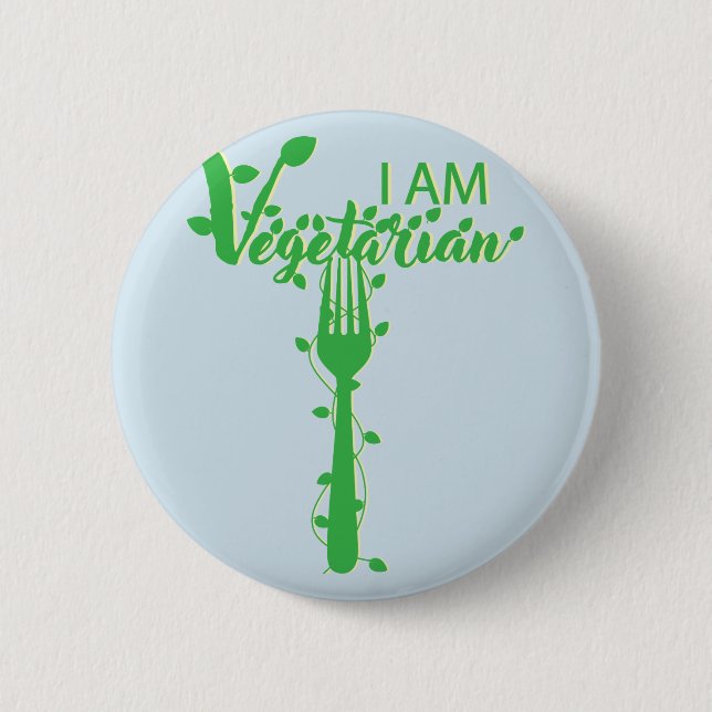 Vegetarian animal welfare Gabel food healthy Button (Front)