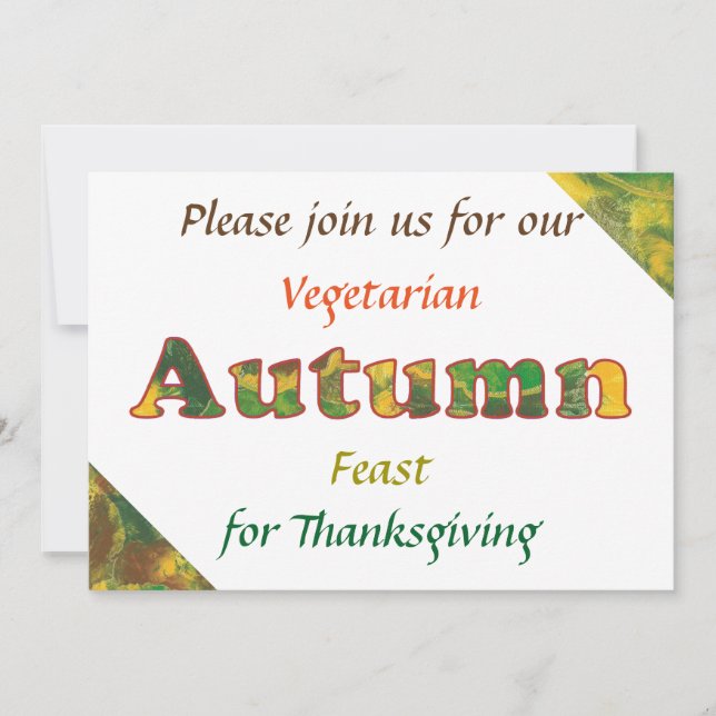 Vegetarian Autumn Feast Thanksgiving Invitations (Front)
