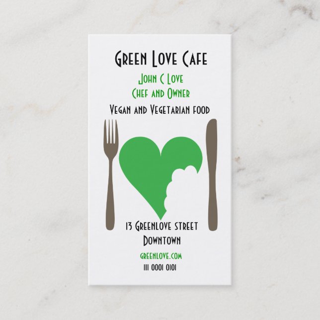 Vegetarian Cafe business card (Front)