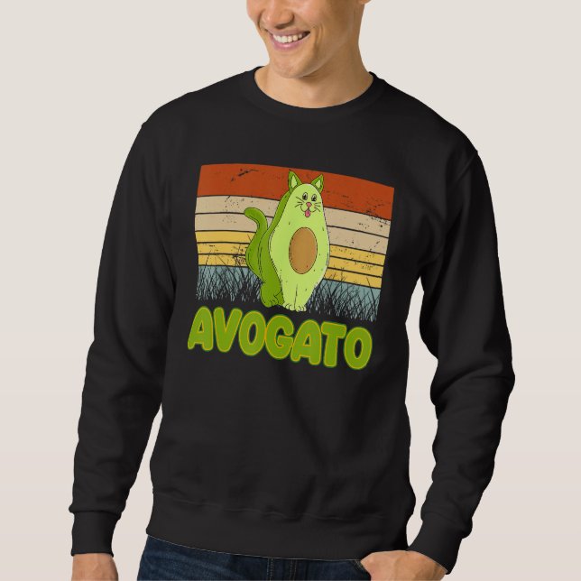 Vegetarian Cat Avogato Veggie Hangover Avocado Vin Sweatshirt (Front)