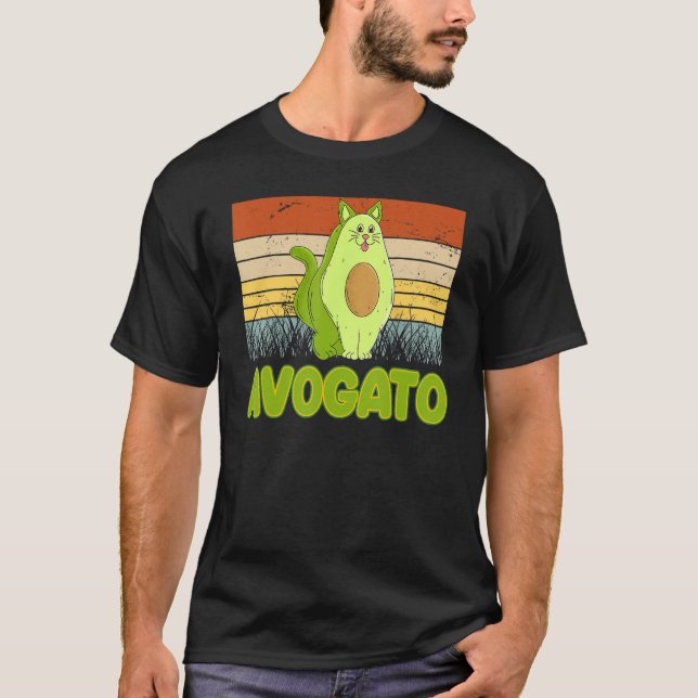 Vegetarian Cat Avogato Veggie Hangover Avocado Vin T-Shirt (Front)