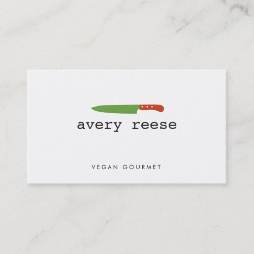 Vegetarian Catering Chef Knife Logo Business Card