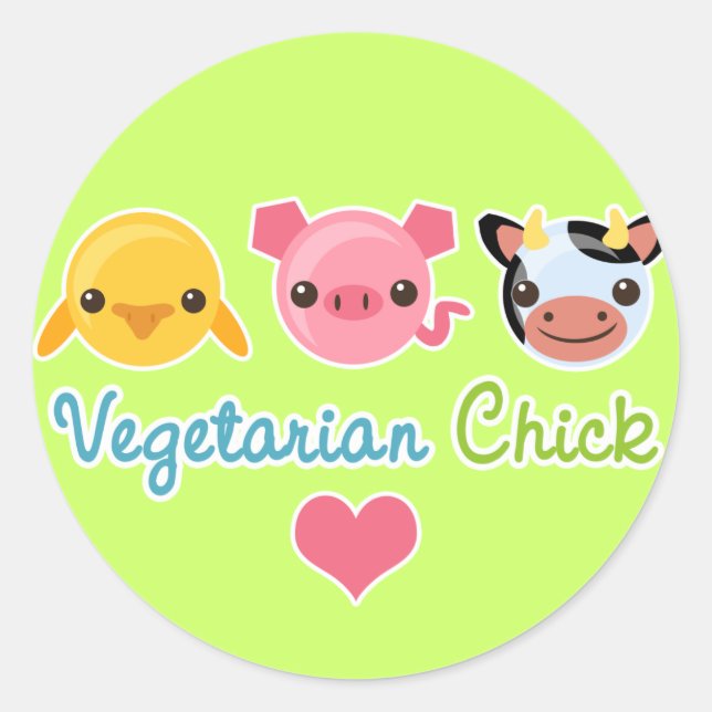 Vegetarian Chick Classic Round Sticker (Front)