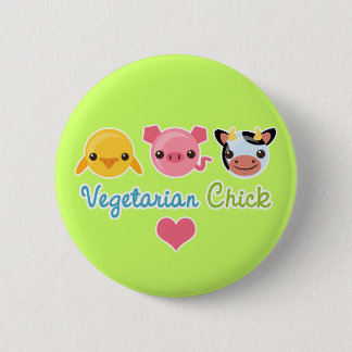 Vegetarian Chick Pinback Button