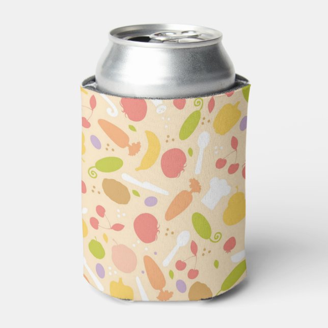 Vegetarian cooking pattern background can cooler (Can Front)