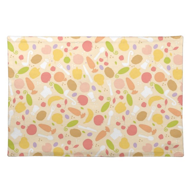 Vegetarian cooking pattern background cloth placemat (Front)