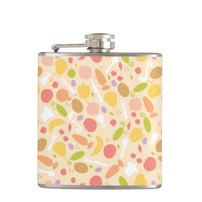 Vegetarian cooking pattern background flask (Front)