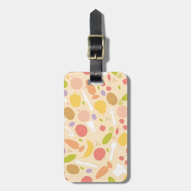 Vegetarian cooking pattern background luggage tag (Front Vertical)