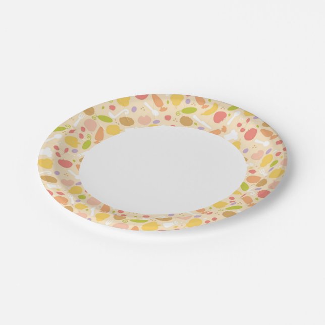 Vegetarian cooking pattern background paper plates (Angled)