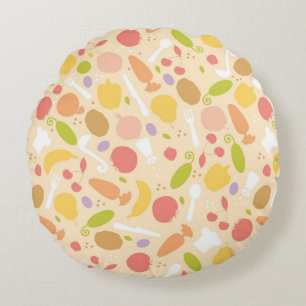 Vegetarian cooking pattern background round pillow