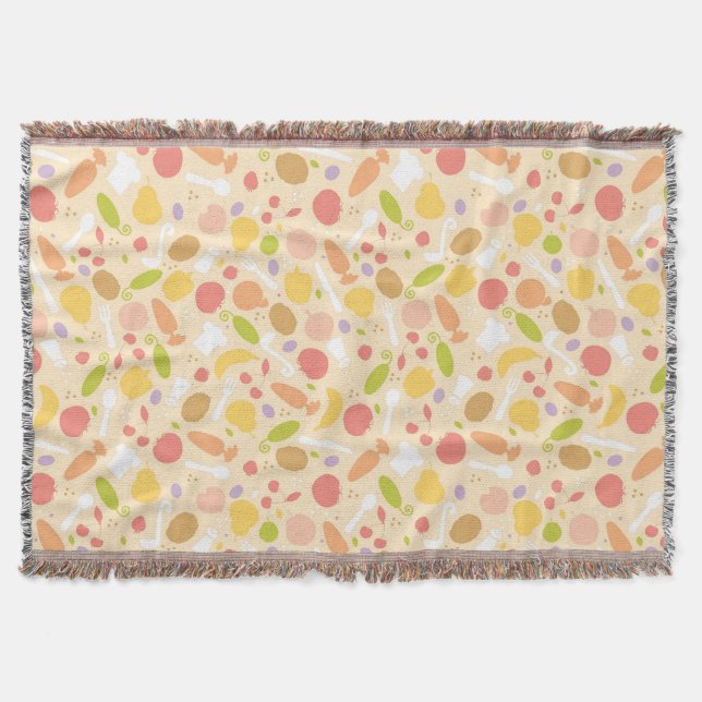 Vegetarian cooking pattern background throw blanket (Front)