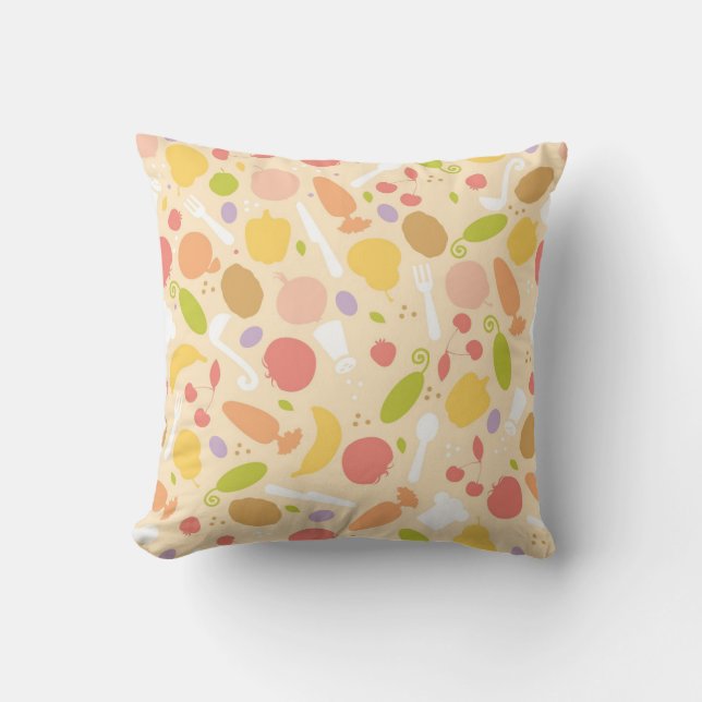 Vegetarian cooking pattern background throw pillow (Front)