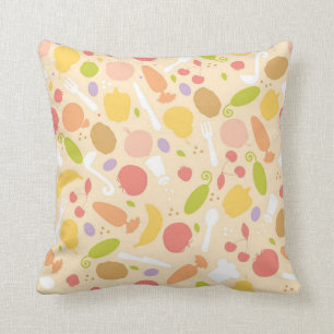 Vegetarian cooking pattern background throw pillow