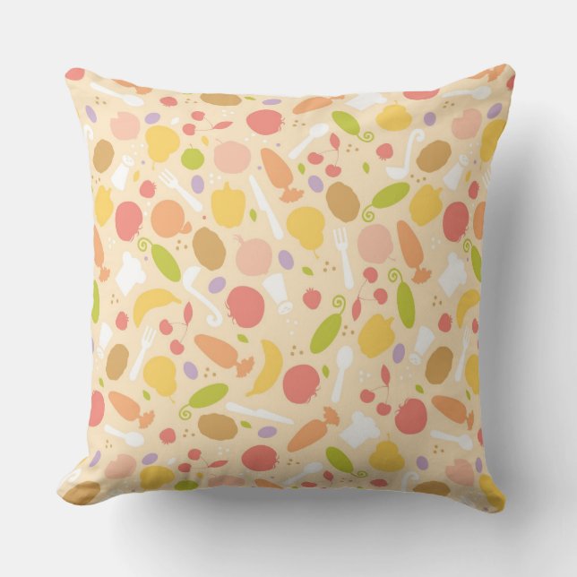 Vegetarian cooking pattern background throw pillow (Front)