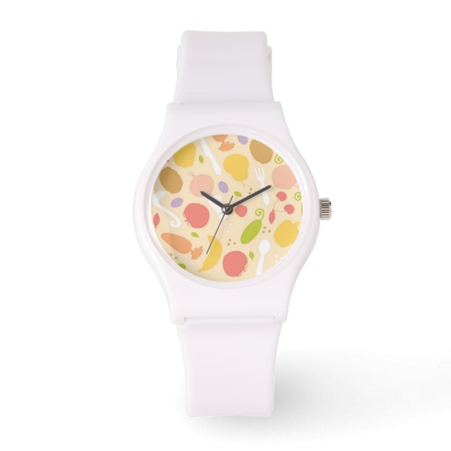 Vegetarian cooking pattern background watch (Front)